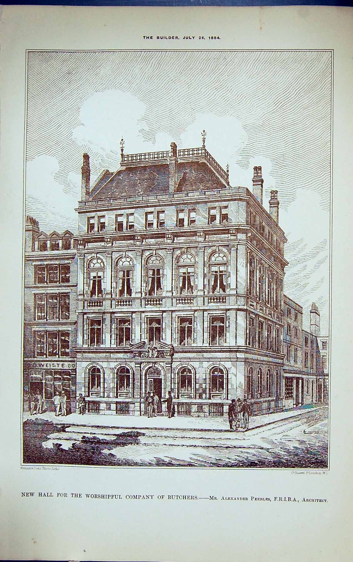 Old Hall Worshipful Company Butchers Peebles Building 1884 Architectu Victorian