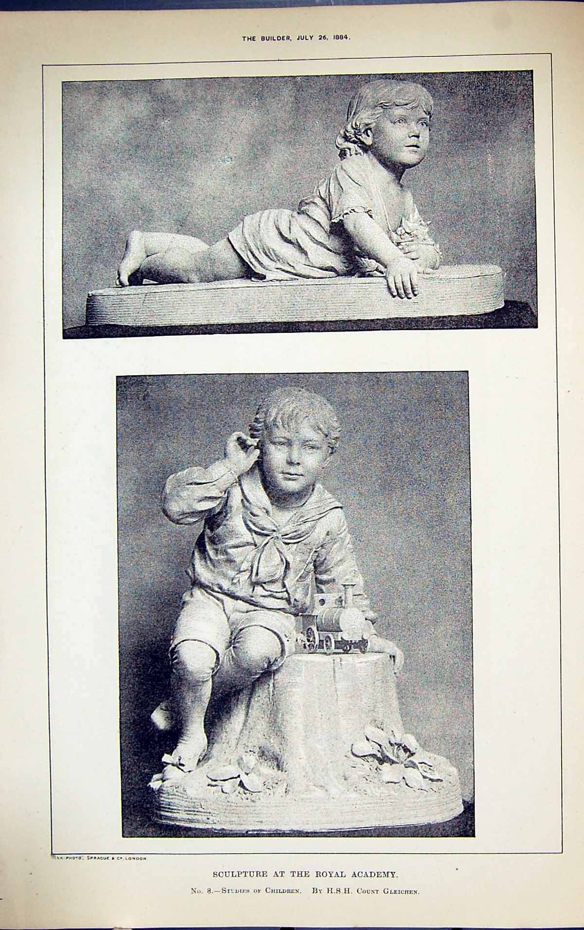 Old Building 1884 Sculpture Royal Academy Studies Children Count Glei Victorian