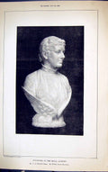 Antique Old Print Sculpture Royal Academy Building 1884 Bust Count Gleichen