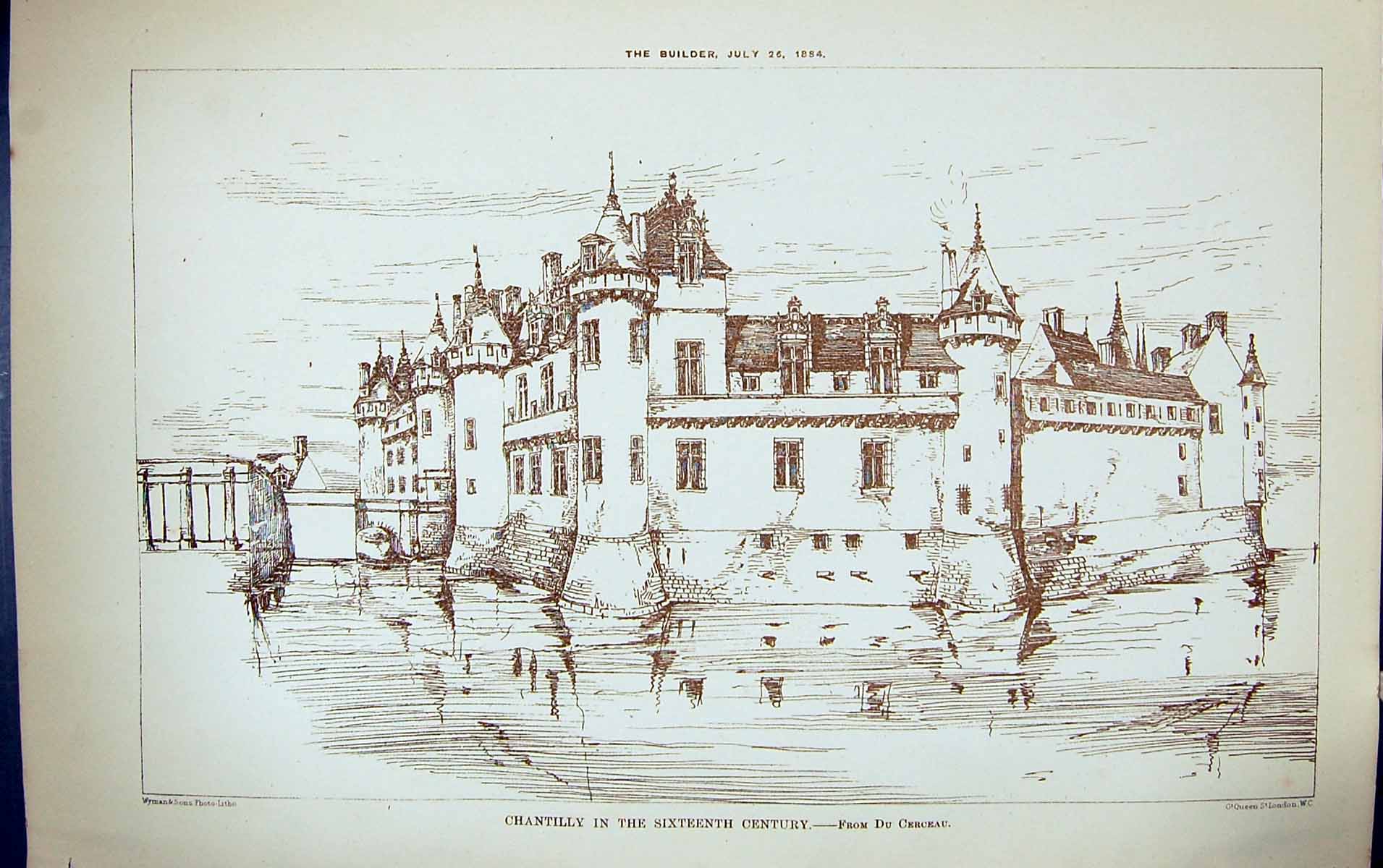 Old Building 1884 Architecture Chantilly Sixteenth Century Du Cerceau Victorian