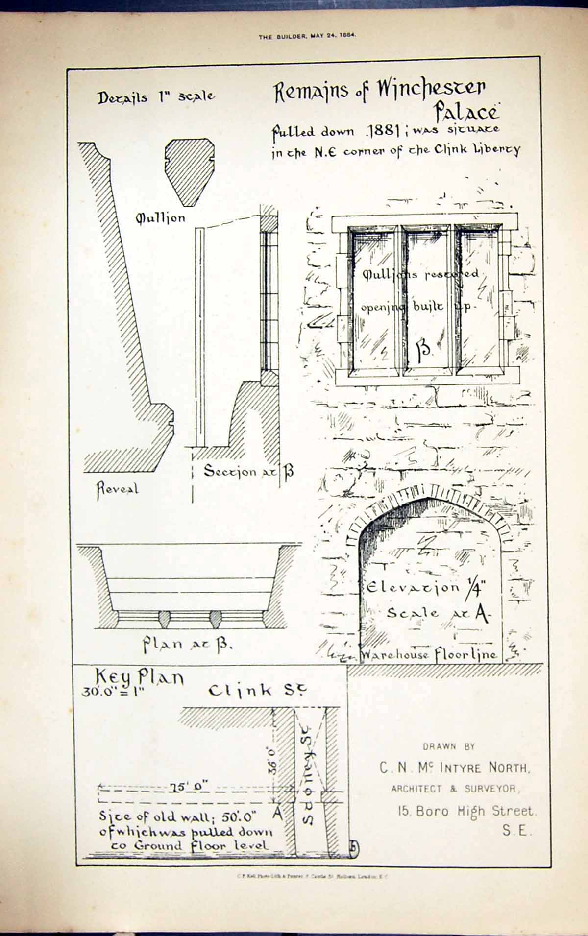 Old Remains Winchester Palace Clink Liberty Intyre Building 1884 Arch Victorian