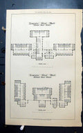 Old Plan Leamington School Board Shrubland Leicester Building 1884 Ar Victorian