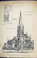 Antique Print Upton Congregational Church Banks Building 1884 Architecture 19th