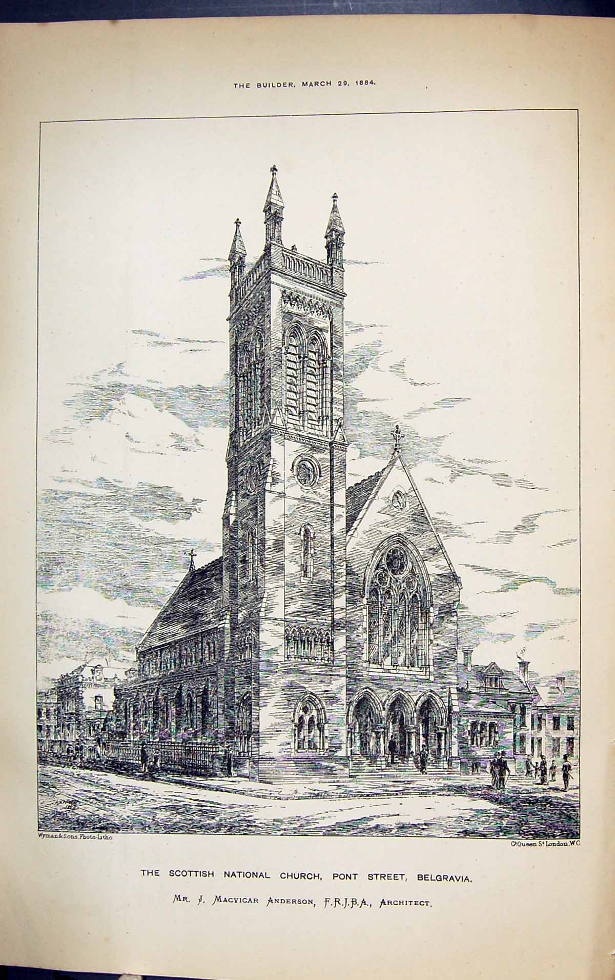 Old Scottish National Church Pont Belgravia Anderson Building 1884 Ar Victorian