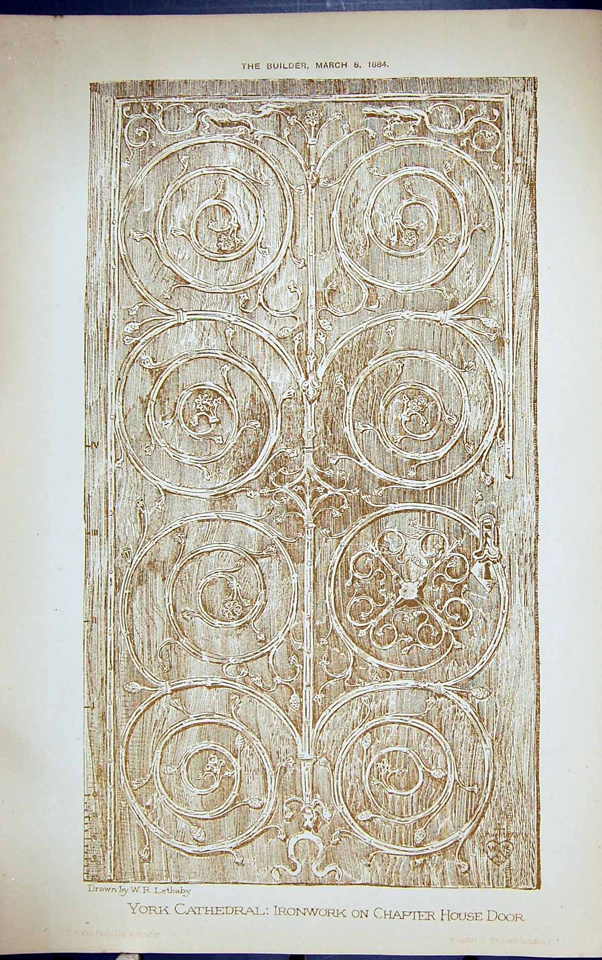 Old York Cathedral Ironwork Chapter House Door Building 1884 Lethaby Victorian