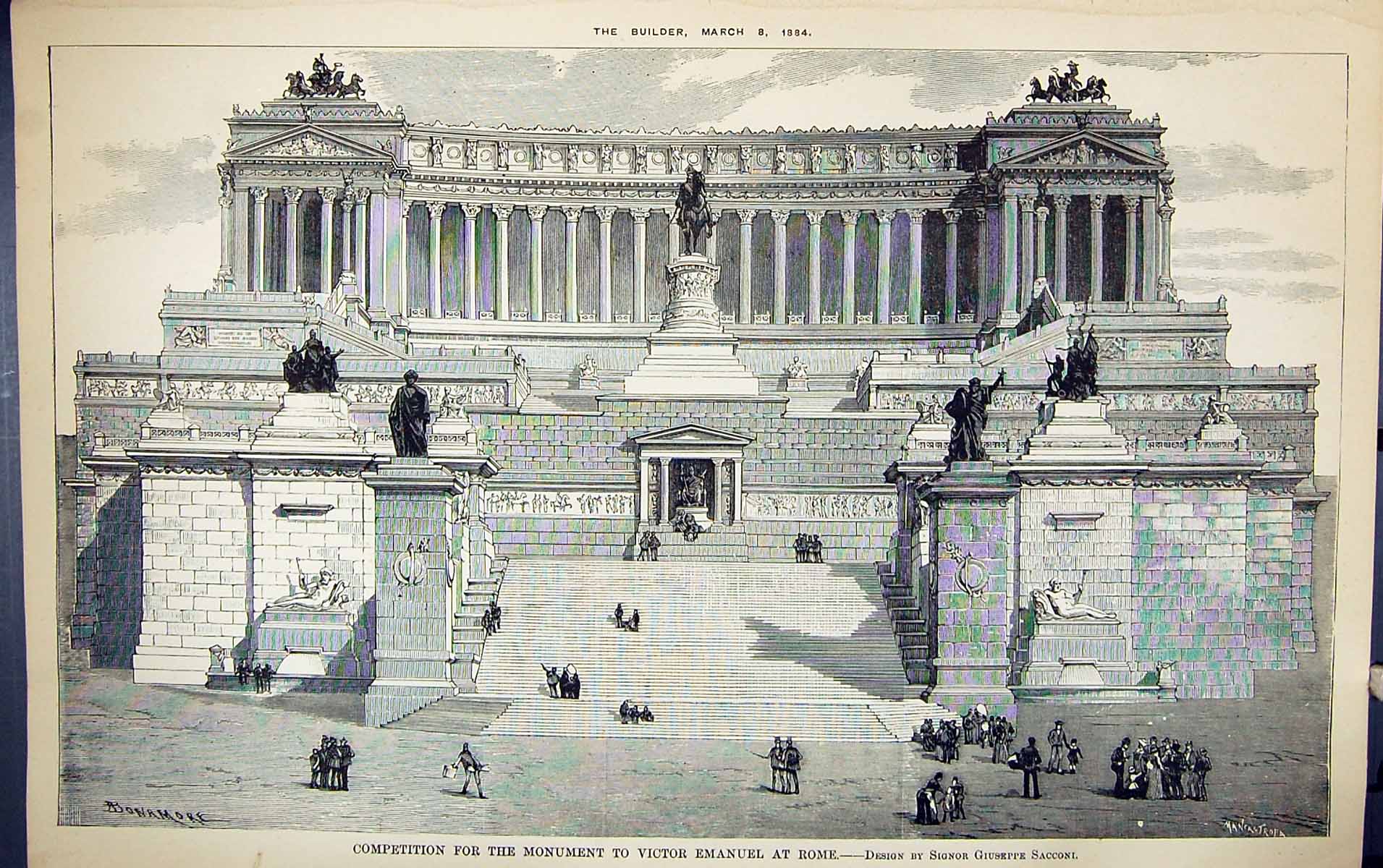 Old Competition Monument Victor Emanuel Rome Sacconi Building 1884 Ar Victorian