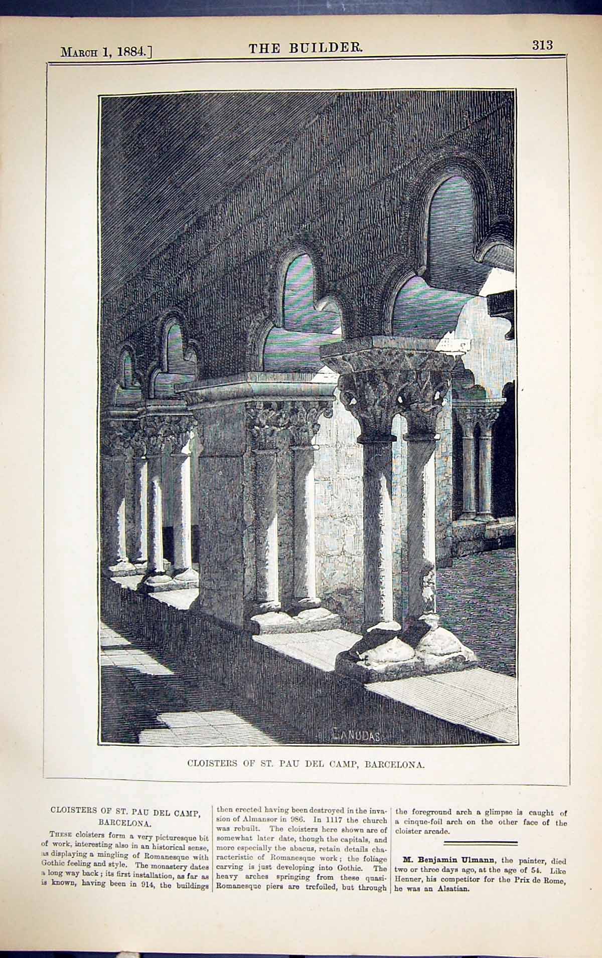 Old Cloisters St. Paul Del Camp Barcelona Spain Building 1884 Archite Victorian