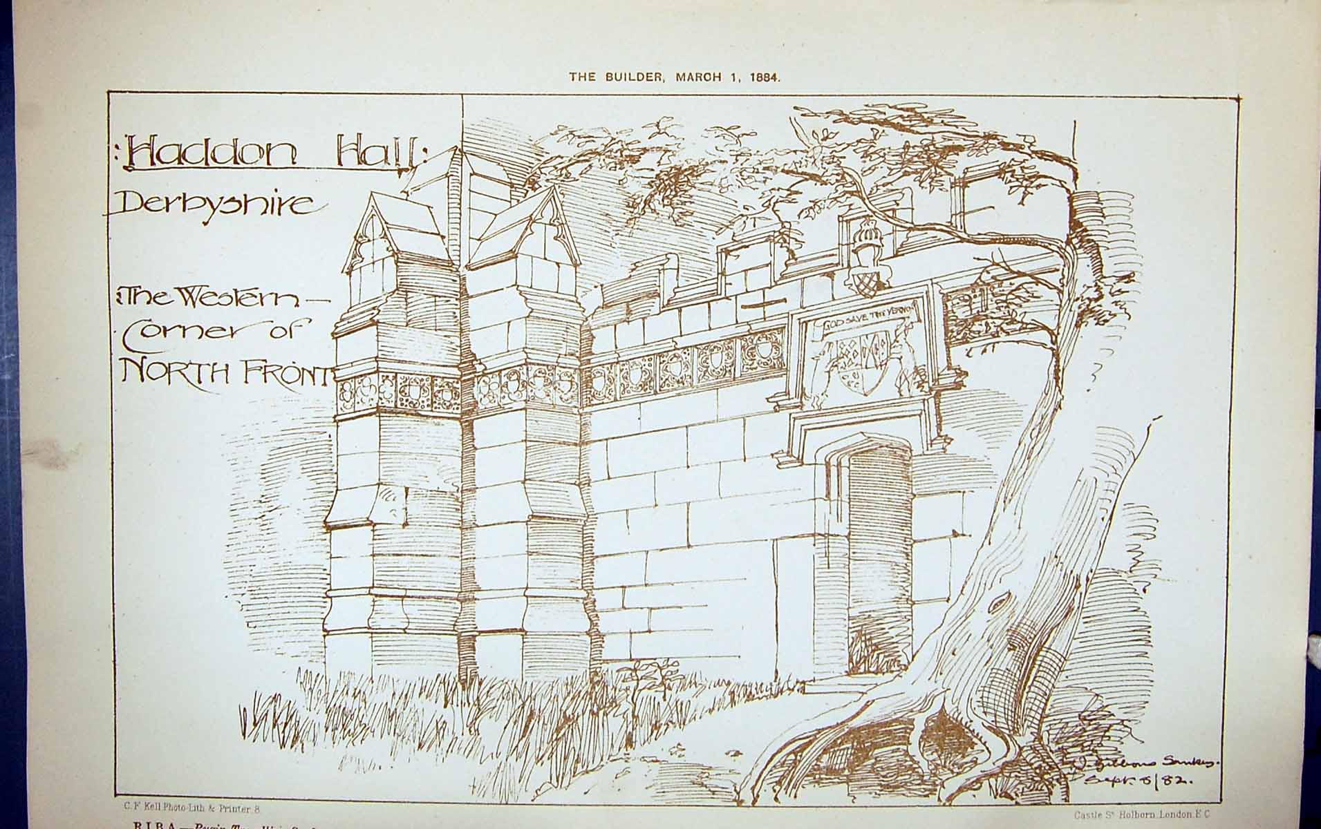 Old Haddon Hall Derbyshire Western Corner North Front Building 1884 A Victorian