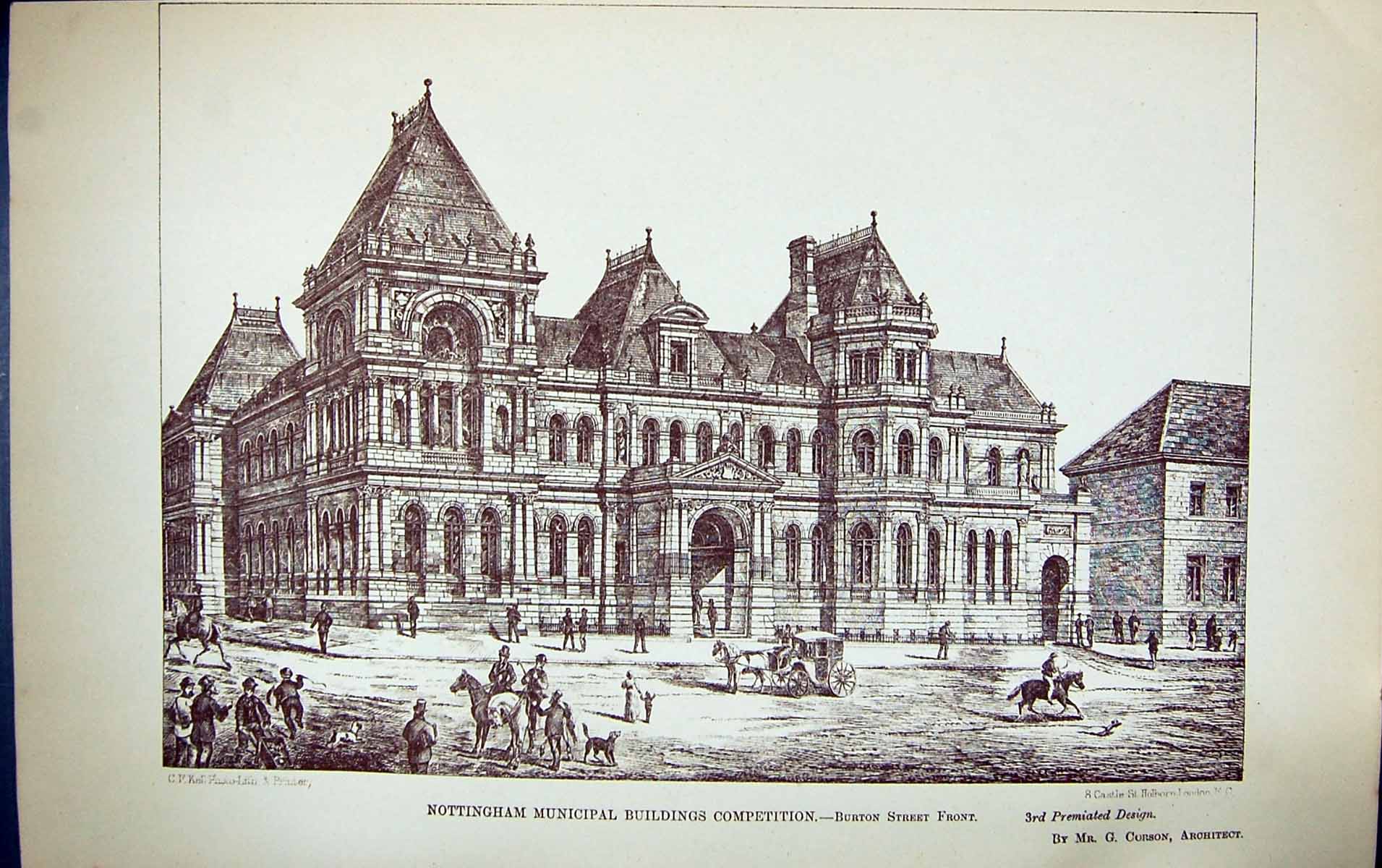 Old Nottingham Municipal Buildings Competition Corson Building 1884 A Victorian