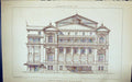 Old Antique Print New Theatre Nice France Aune Building 1884 Architecture 19th