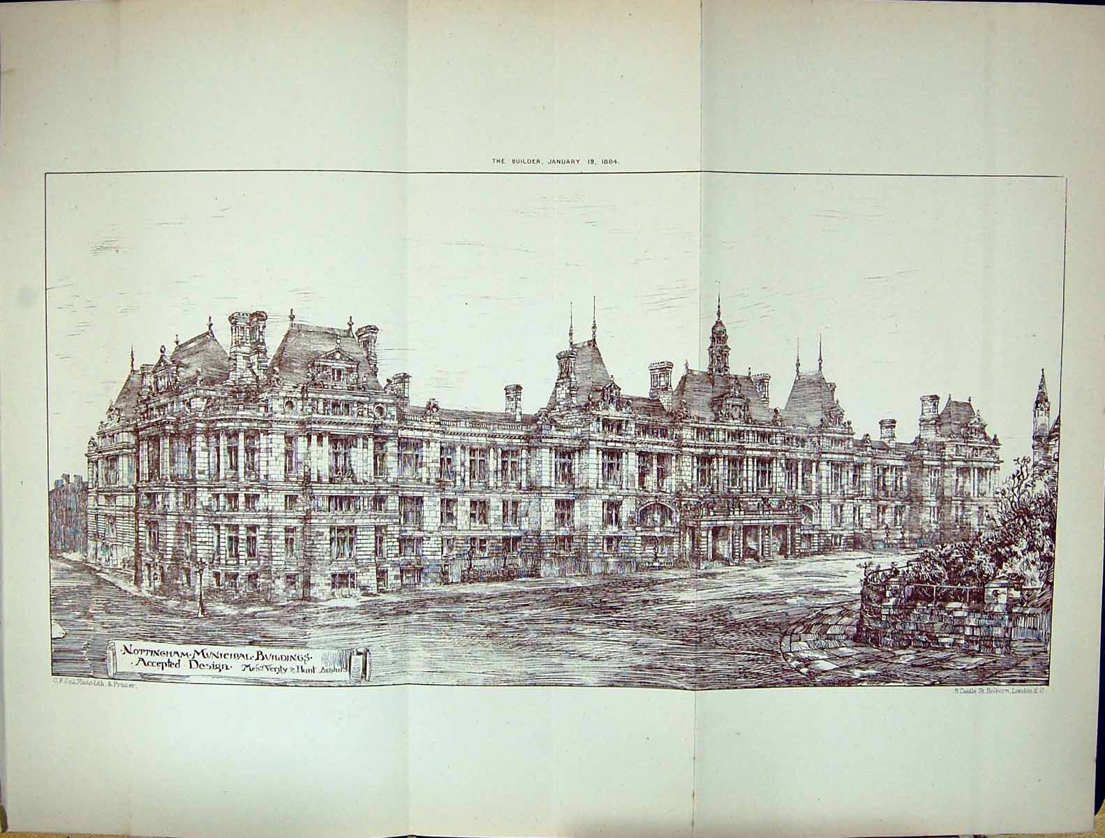 Old Builder 1884 Nottingham Municipal Buildings Verity Hunt Architect 19th