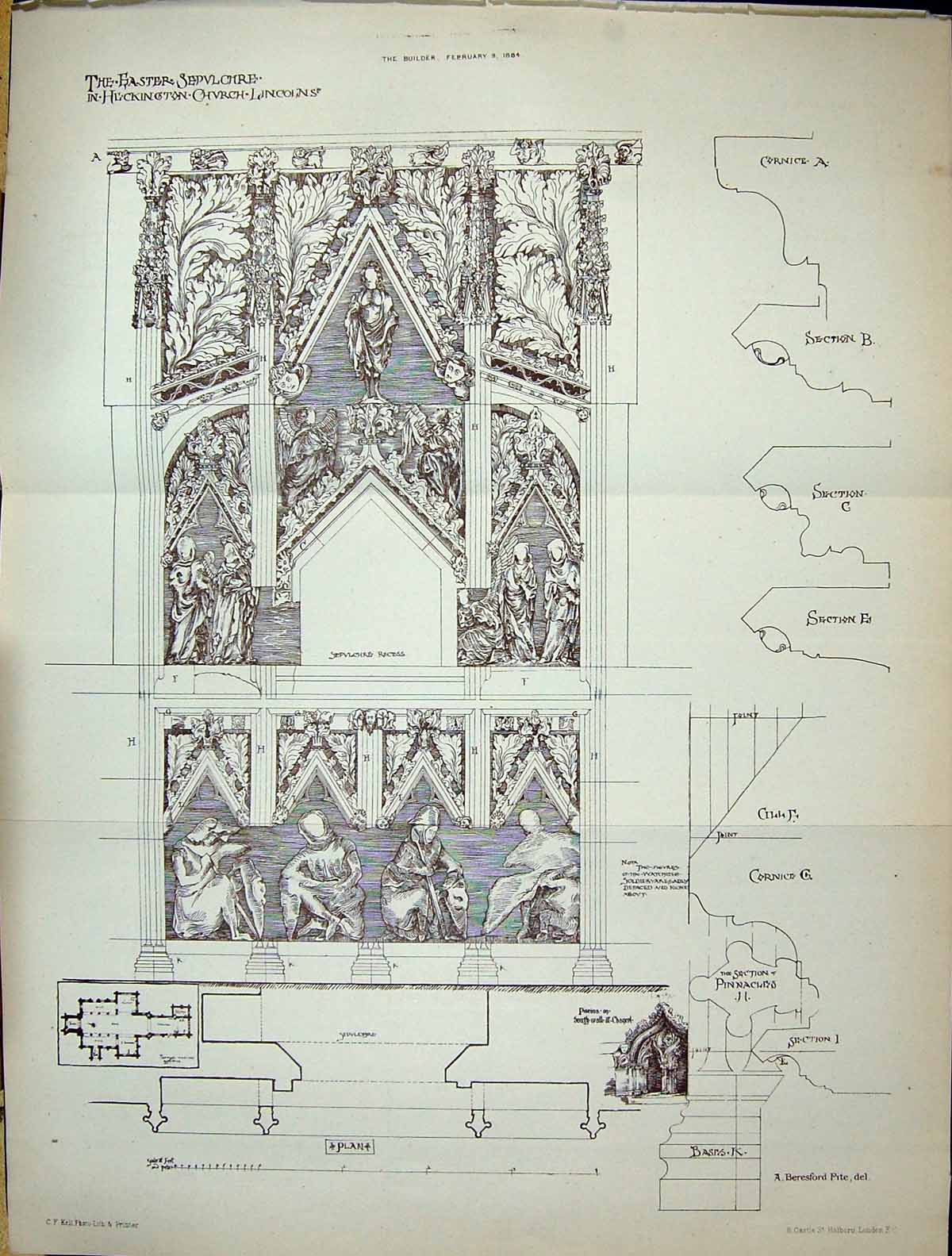 Old Builder 1884 Easter Sepulchre Heckington Church Lincoln Beresford 19th