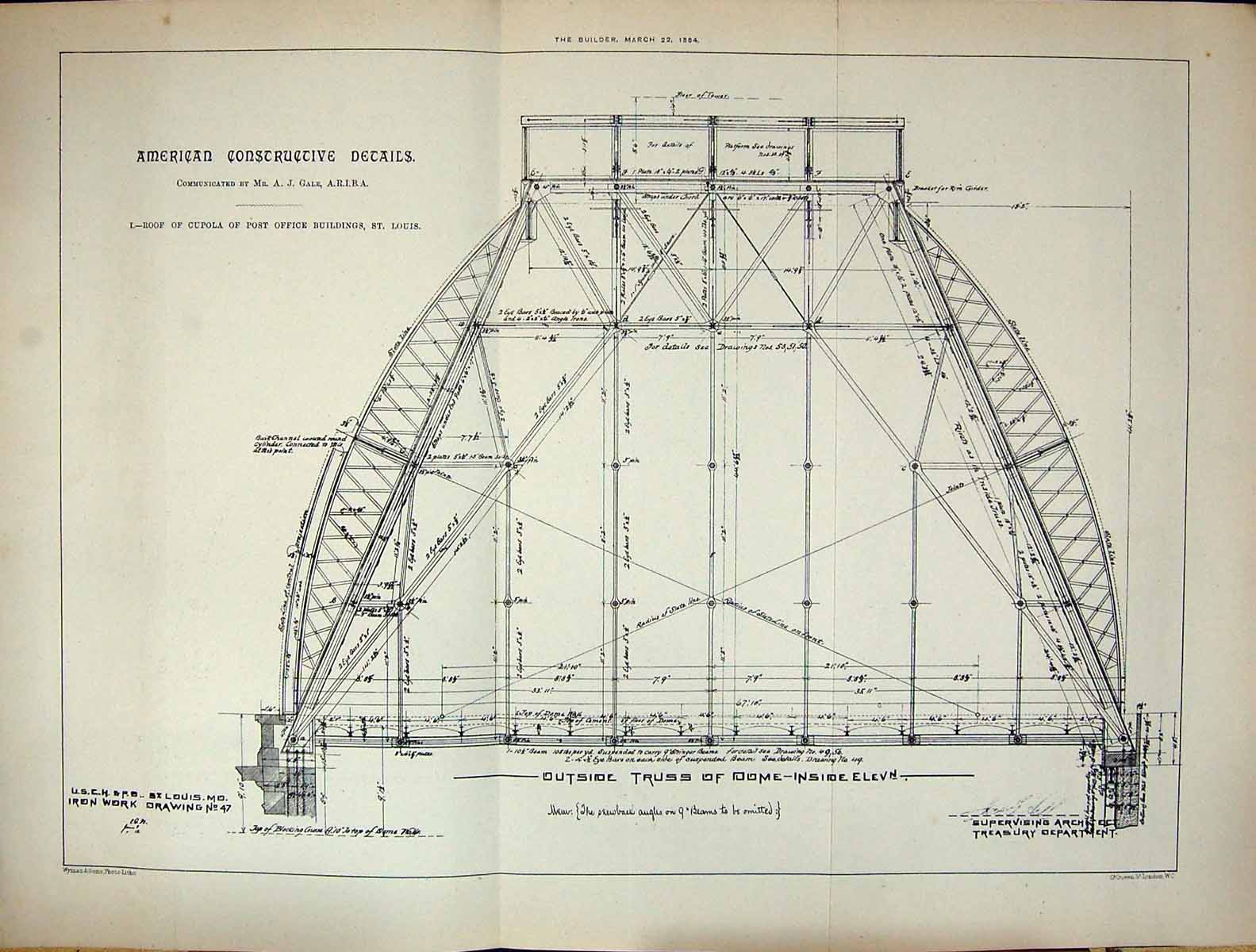 Old Builder 1884 American Rocupola Post Office Buildings St. Louis Ga 19th