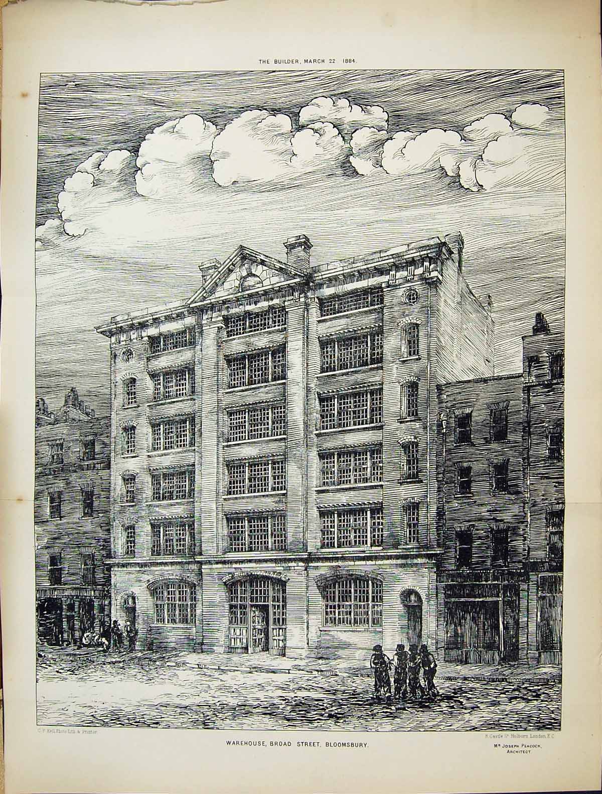 Old Builder 1884 Architecture Warehouse Broad Street Bloomsbury Josep 19th