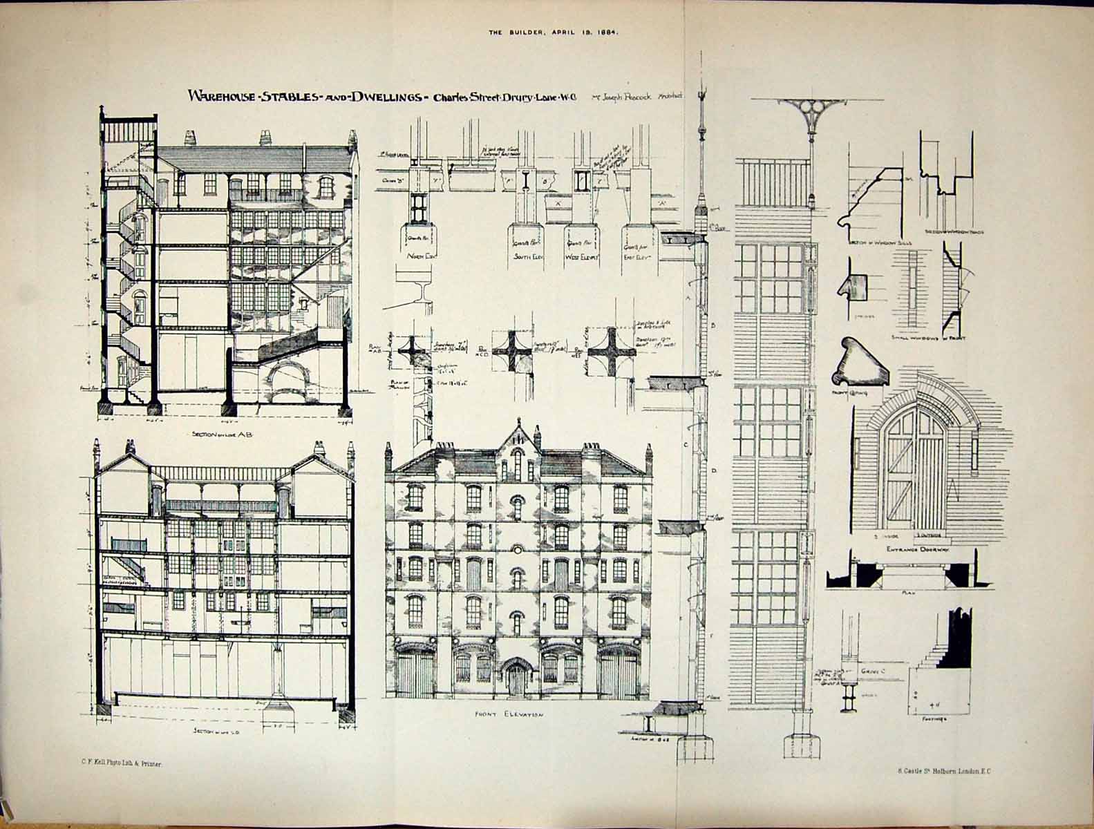 Old Builder 1884 Warehouses Stables Dwellings Charles Street Joseph P 19th