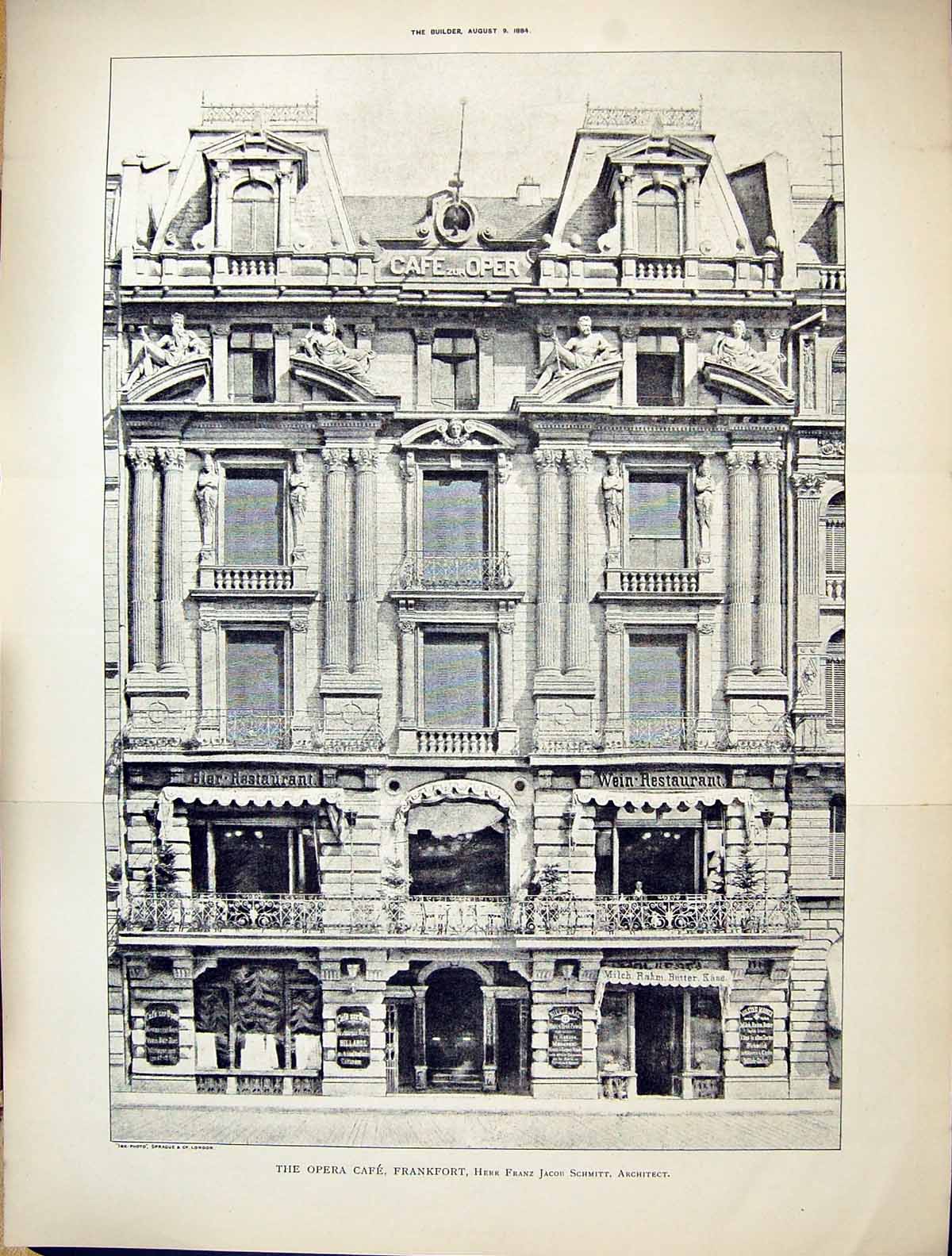 Old Builder 1884 Opera CafÇ Frankfort Herr Franz Jacob Schmitt Archit 19th