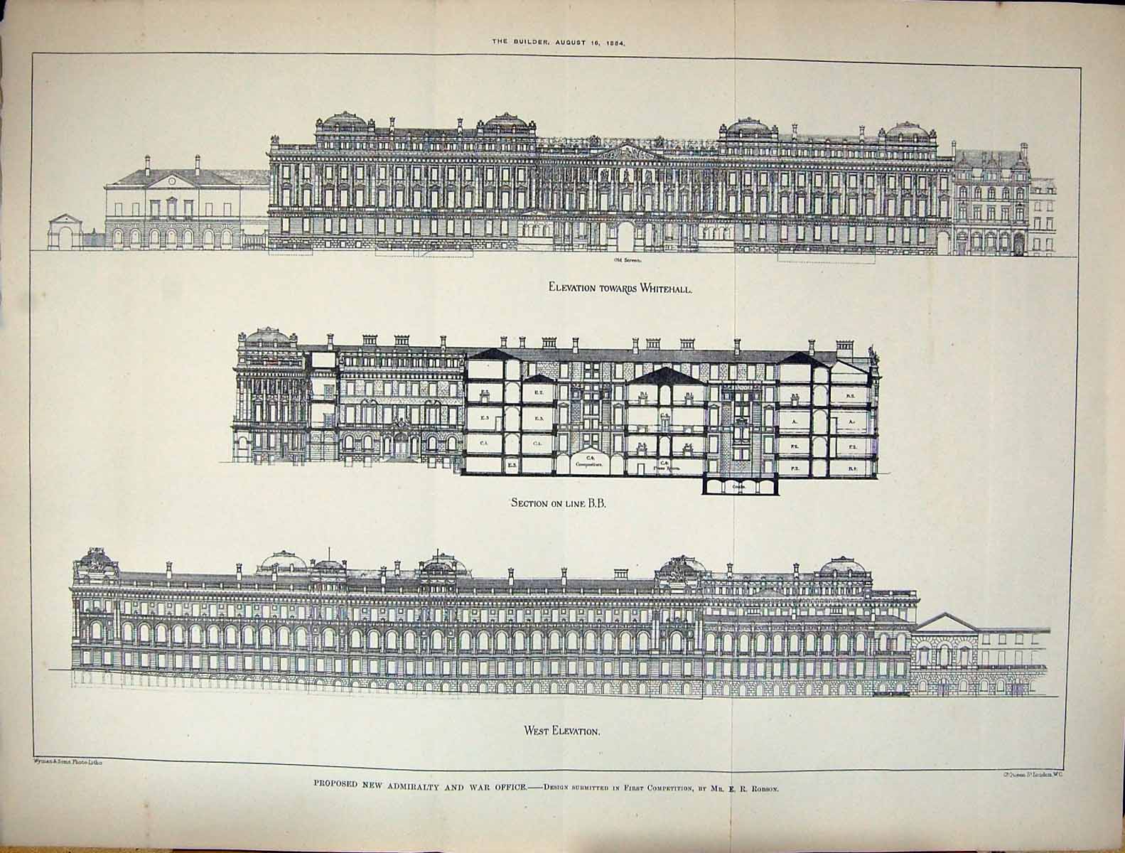 Old Builder 1884 Proposed Admiralty War Office Whitehall Architecture 19th
