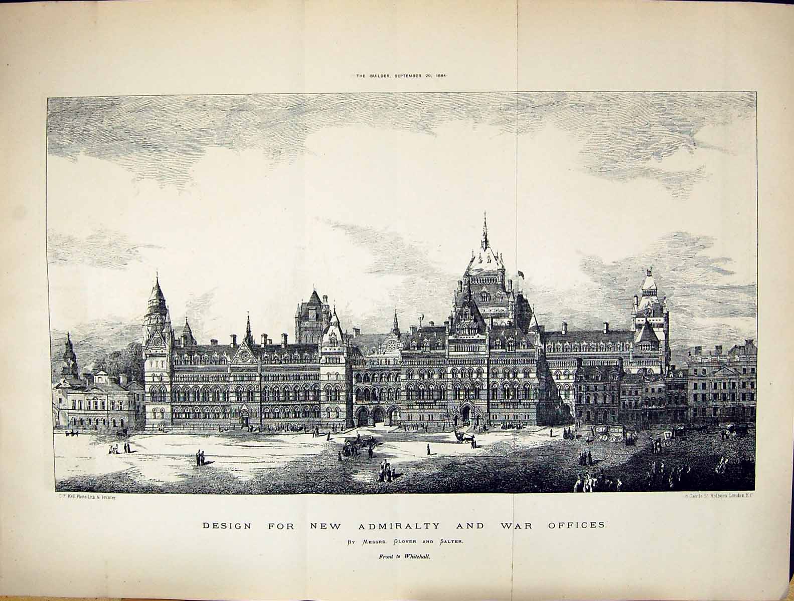 Old Builder 1884 Design Admiralty War Offices Glover Salter Architect 19th