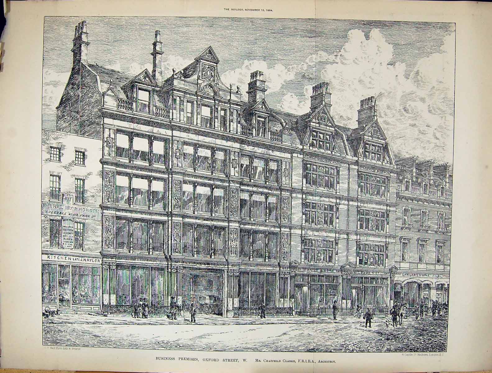 Old Builder 1884 Business Premises Oxford Street Chatfield Clark Arch 19th