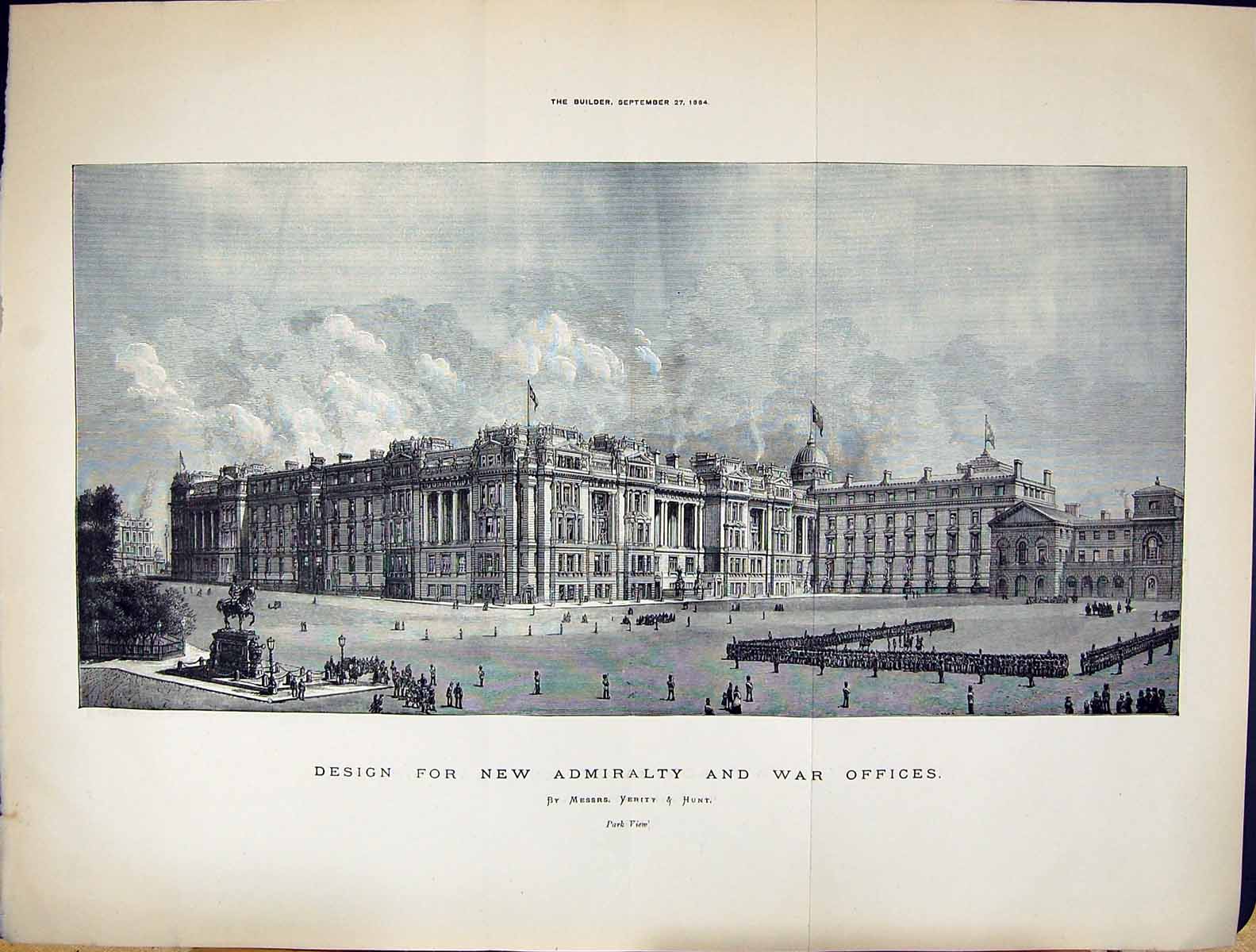 Old Builder 1884 Design Admiralty War Offices Yerity Hunt Architectur 19th