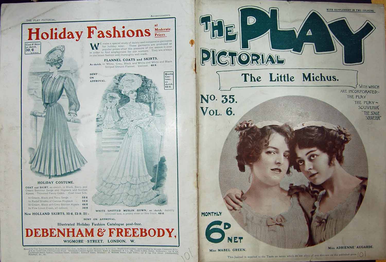 Old Play Pictorial Theatre Green Augarde Little Michus Gordon Evett G