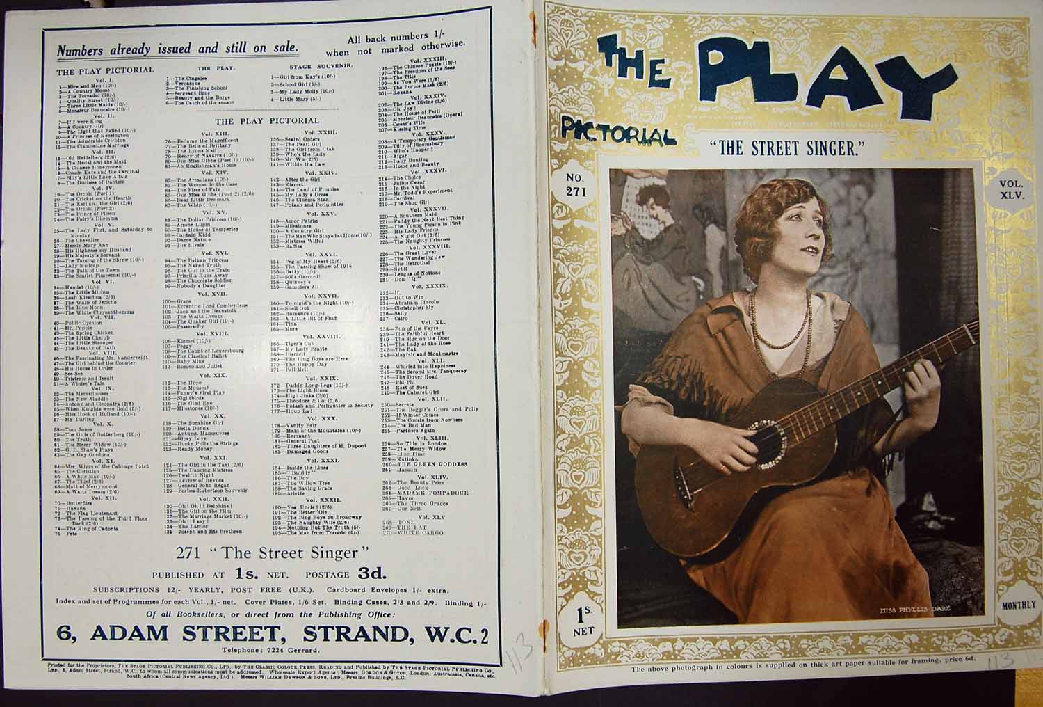 Old Play Pictorial Theatre Street Singer Phyllis Dare Henry Caine Har