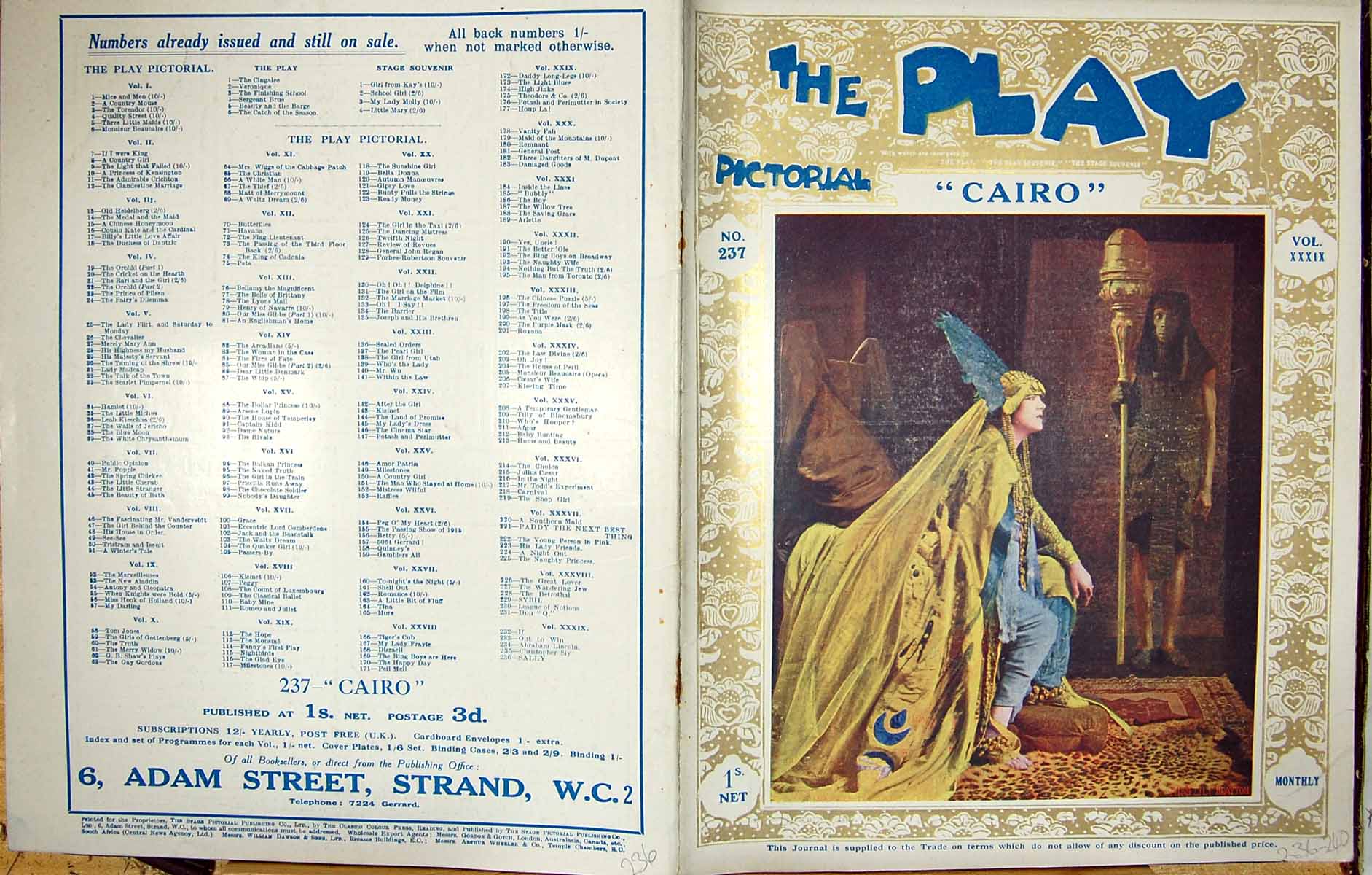 Old Play Pictorial Theatre Cairo Asche Gardner Pounds Cross Dixon Ali
