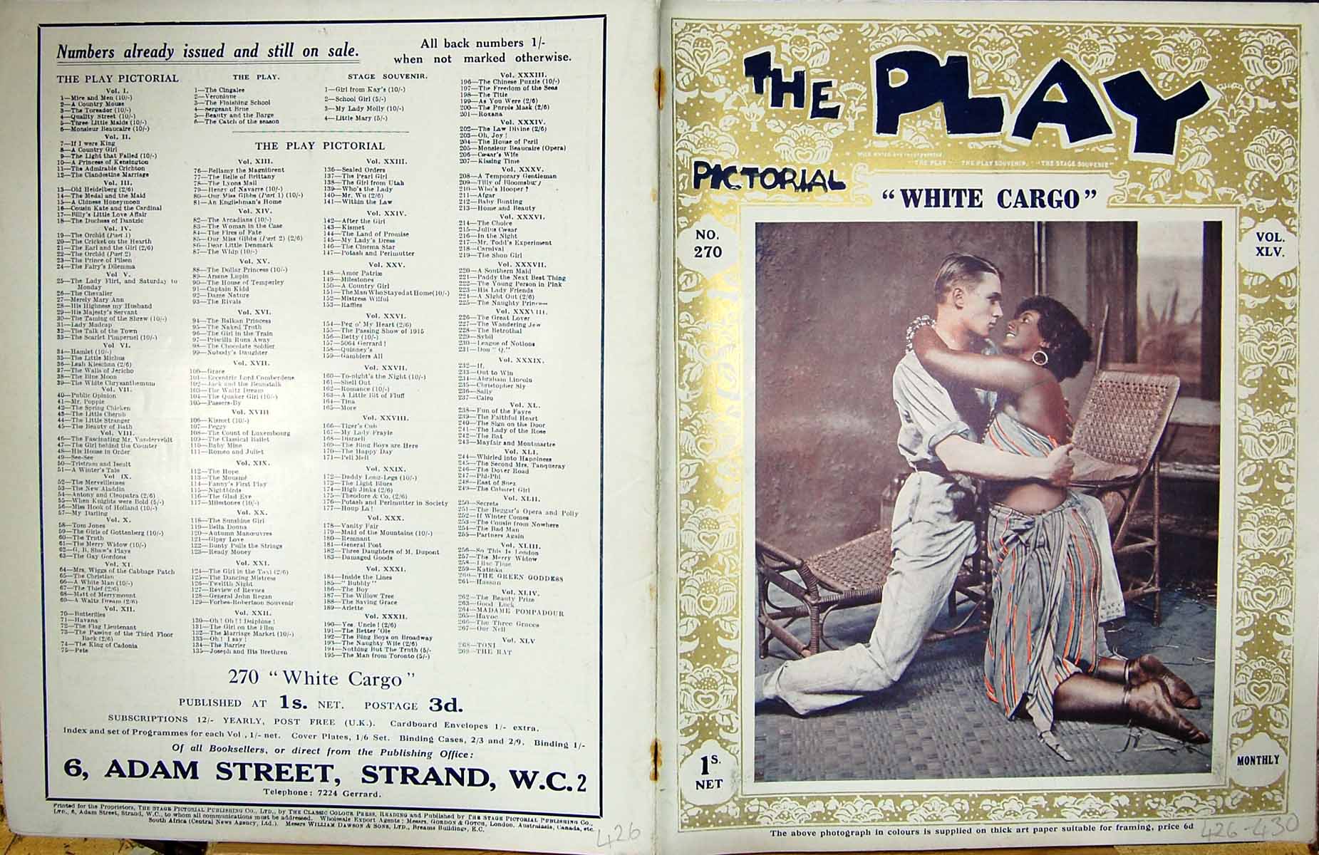 Old Play Pictorial Theatre White Cargo Clare Aherne Dorie Sawyer Matt