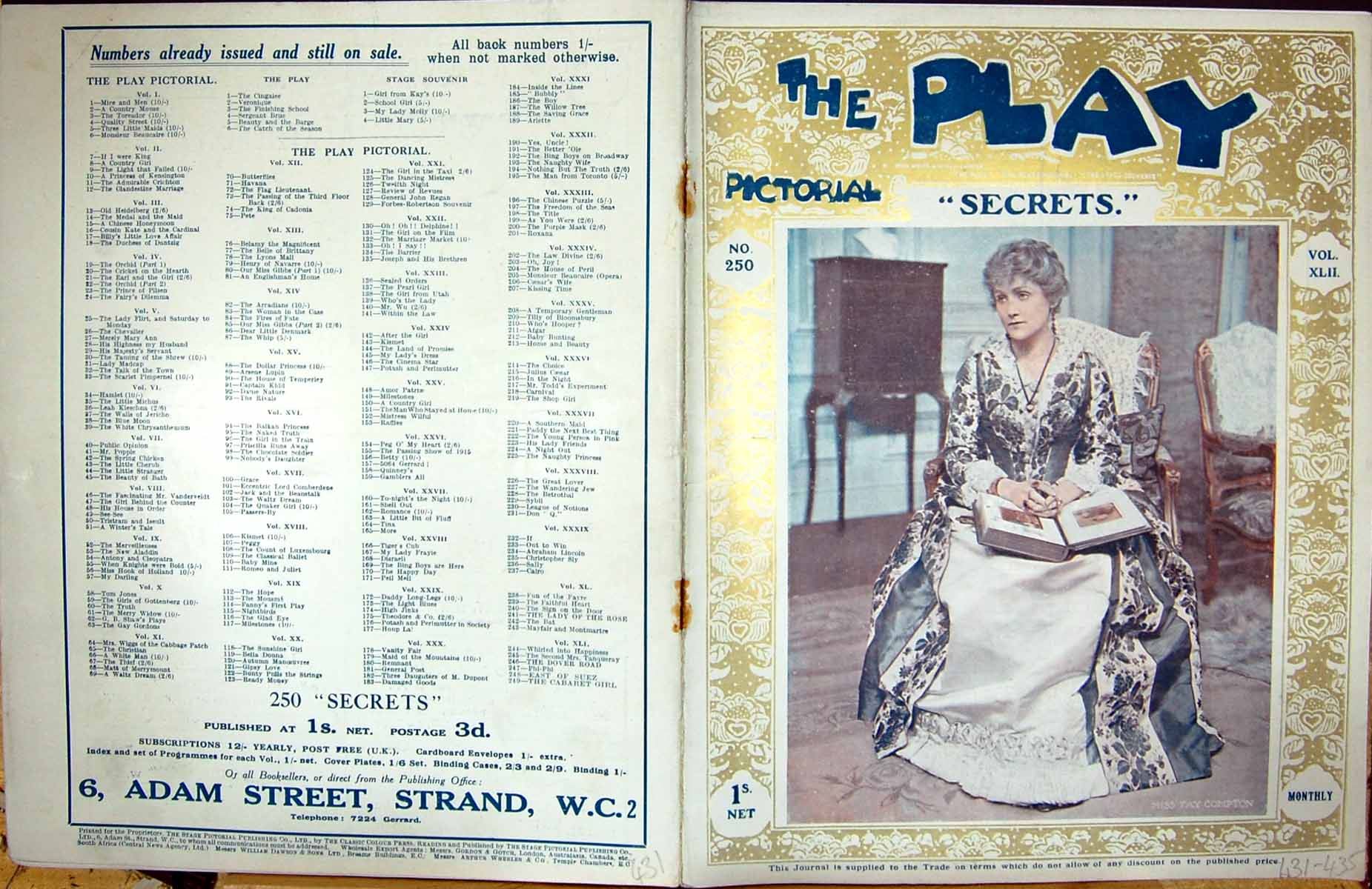 Old Play Pictorial Theatre Secrets Compton Holmes-Gore Scudamore Hamp
