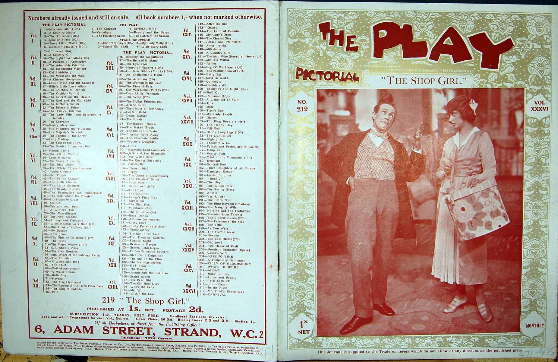 Old Play Pictorial Theatre Shop Girl Danvers Attree Nainby Wilson Hea
