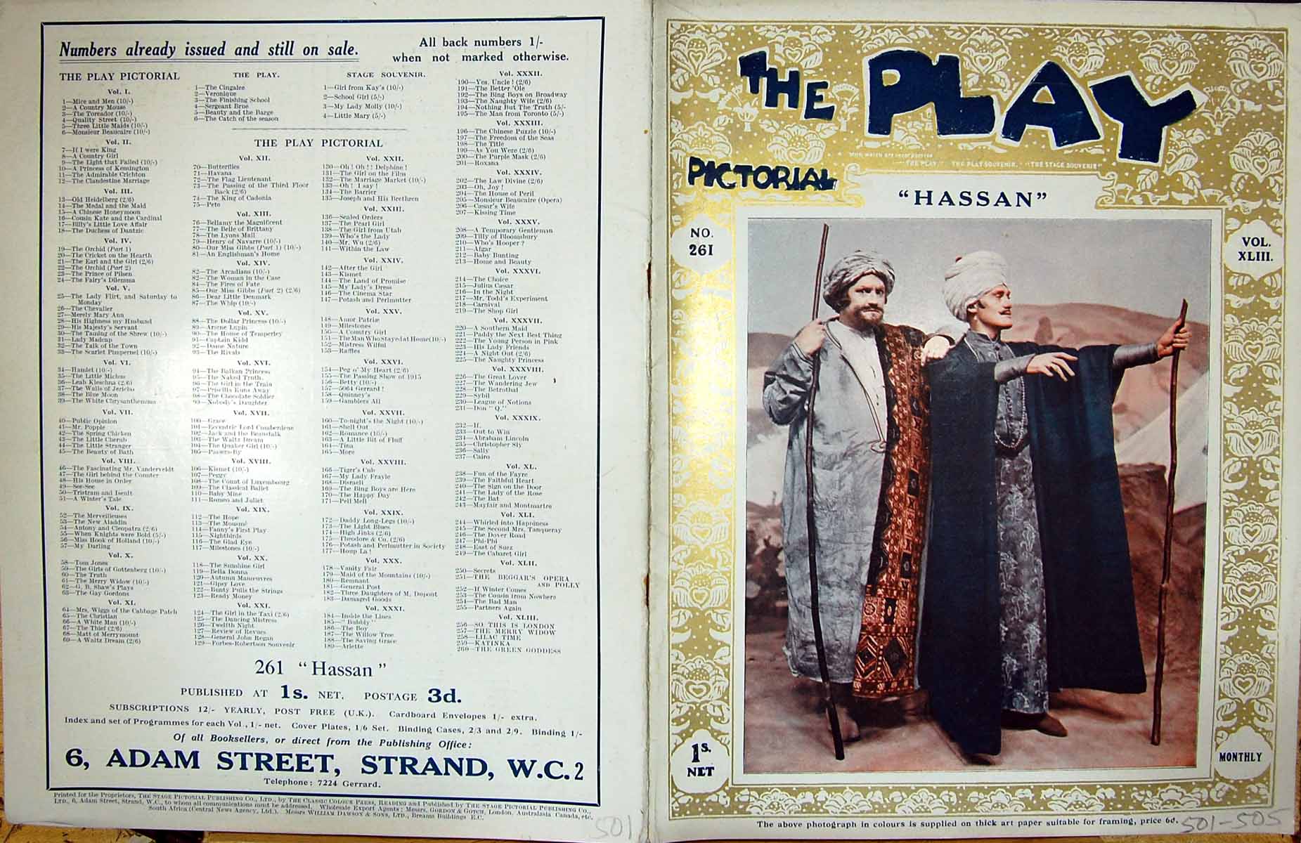 Old Play Pictorial Theatre Hassan Henry Ainley Willard Keen Quarterma