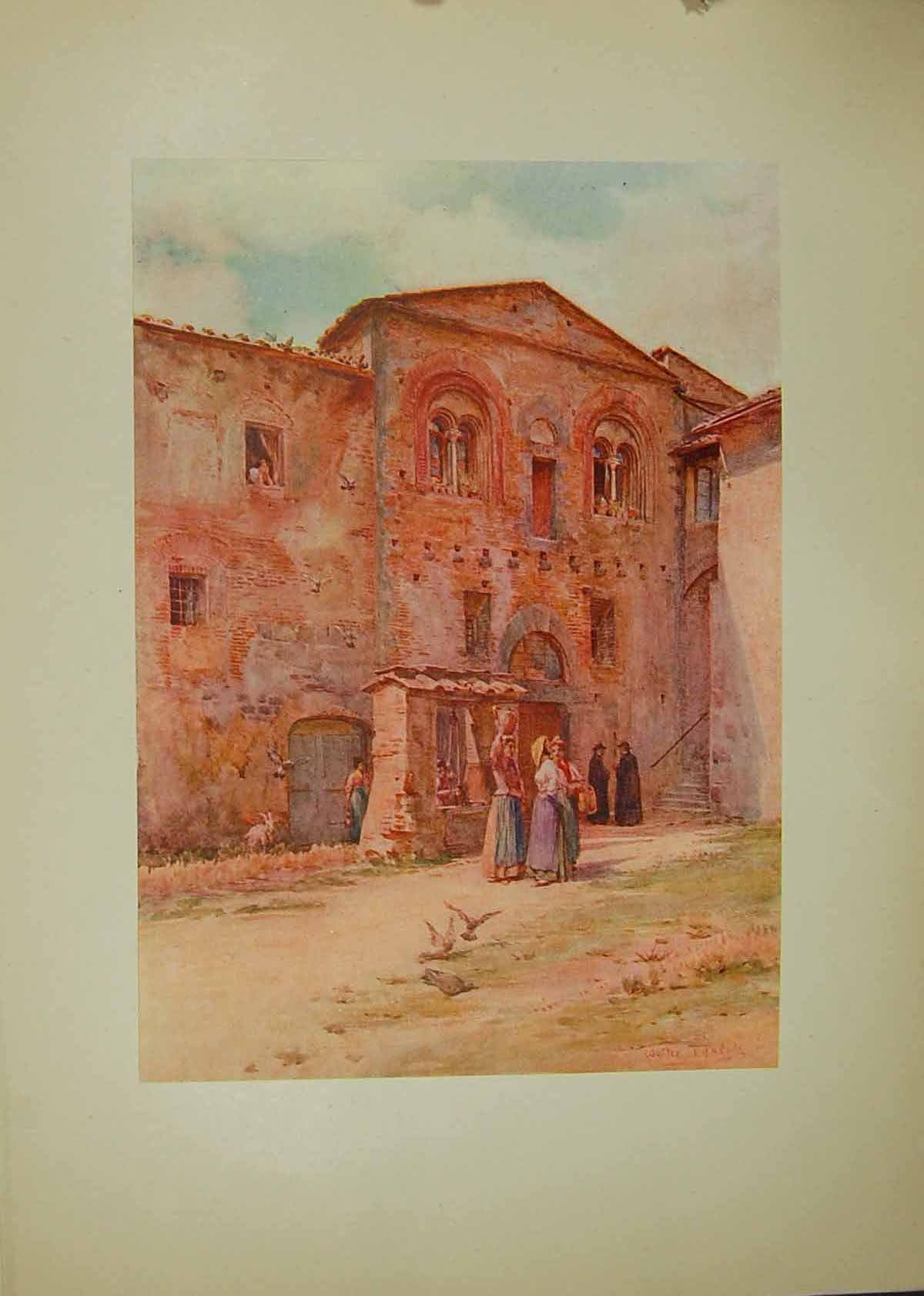 Old Antique Print House Provost San Gimignano Italy 1913 Walter Tyndale 20th