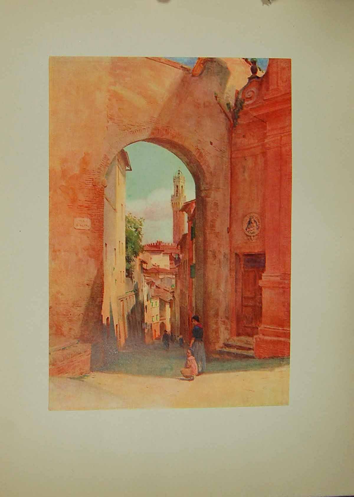 Old Antique Print Arco Di Giuseppe Siena Italy 1913 Walter Tyndale Colour 20th