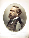Antique Old Print Cassell Petter Galpin C1880 Portrait Leon Mitchel Gambetta