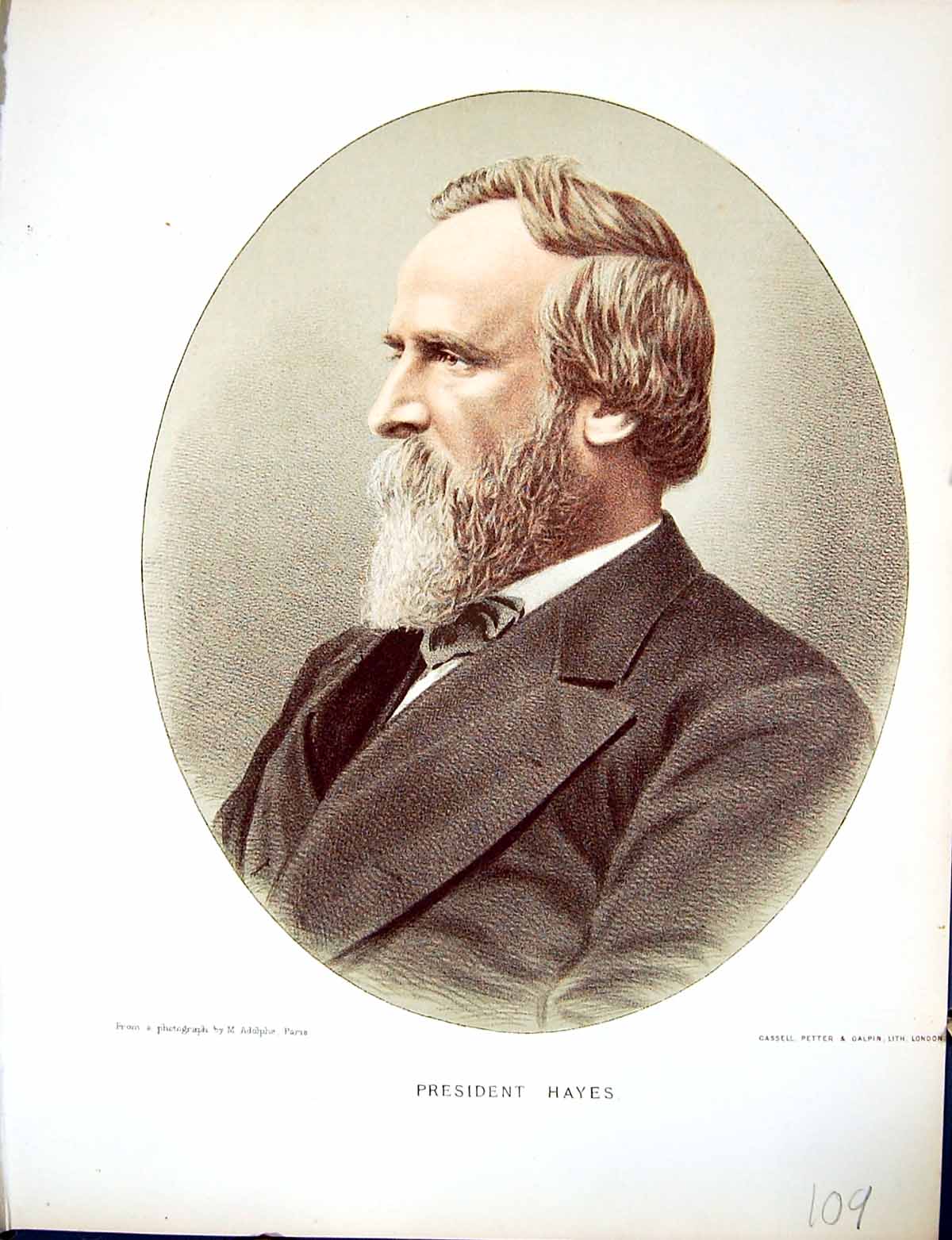 Old Print Cassell Petter Galpin C1880 President Rutherford Birchard Hayes 19th
