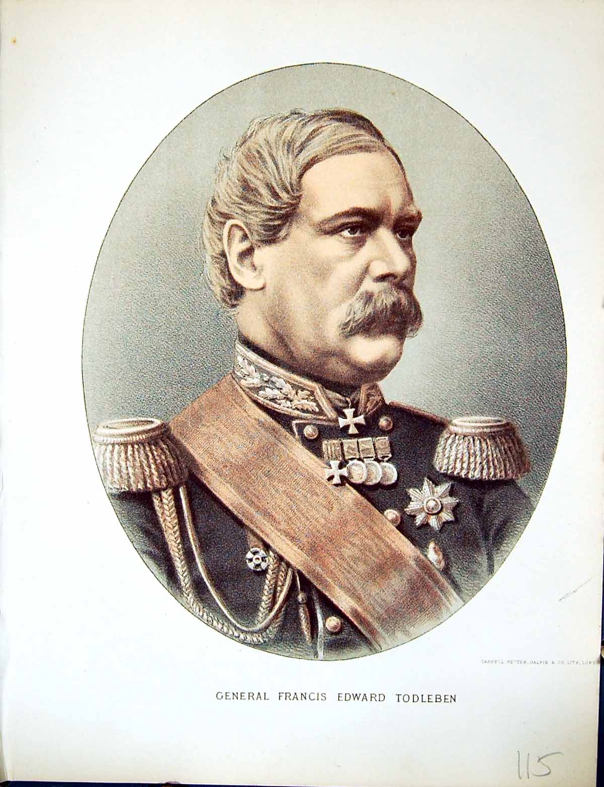 Antique Old Print Cassell Petter Galpin C1880 General Francis Edward Todleben