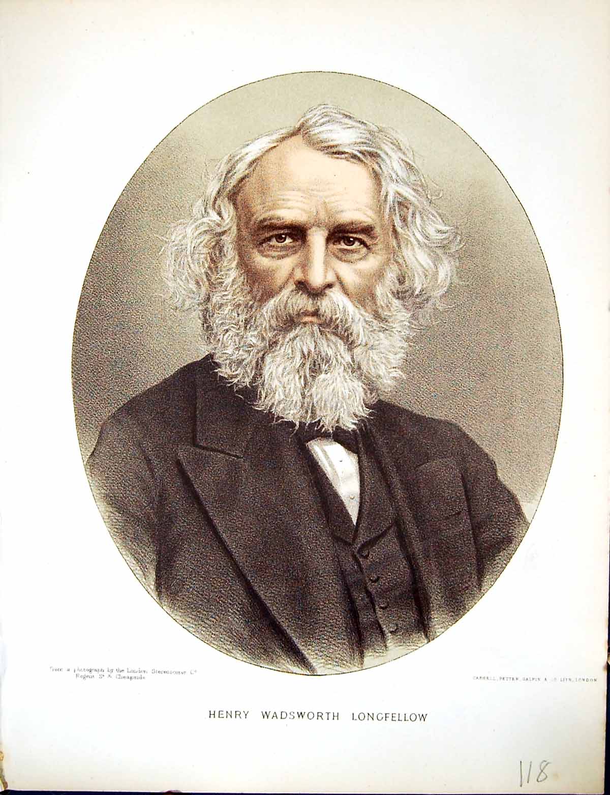 Old Antique Print Cassell Petter Galpin C1880 Henry Wadsworth Longfellow 19th