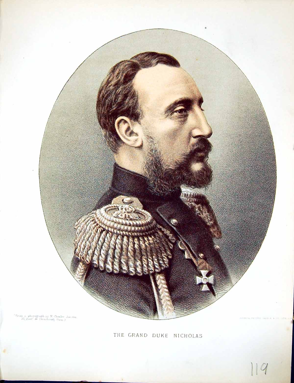 Antique Old Print Cassell Petter Galpin C1880 Portrait Grand Duke Nicholas 19th