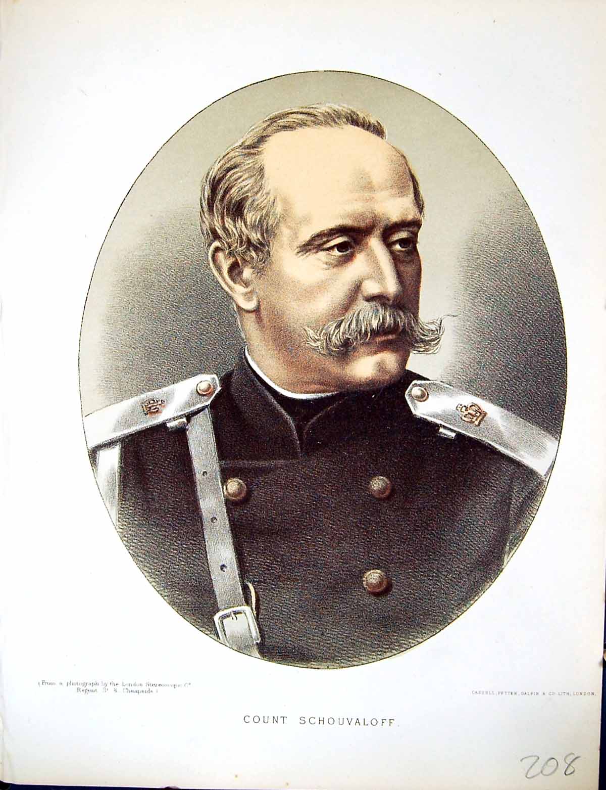 Antique Old Print Cassell Petter Galpin C1880 Count Schouvaloff Russia Czar