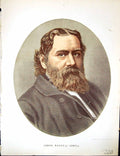 Antique Old Print Cassell Petter Galpin C1880 Portrait James Russell Lowell