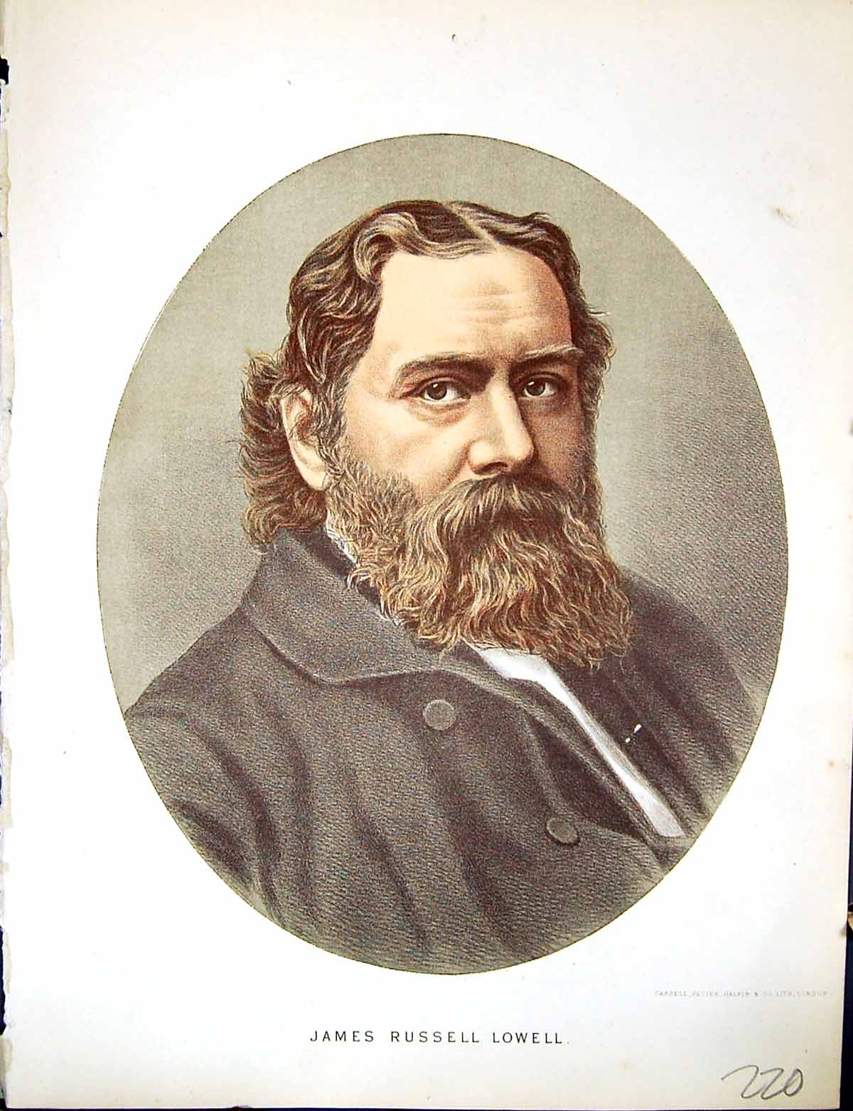 Antique Old Print Cassell Petter Galpin C1880 Portrait James Russell Lowell