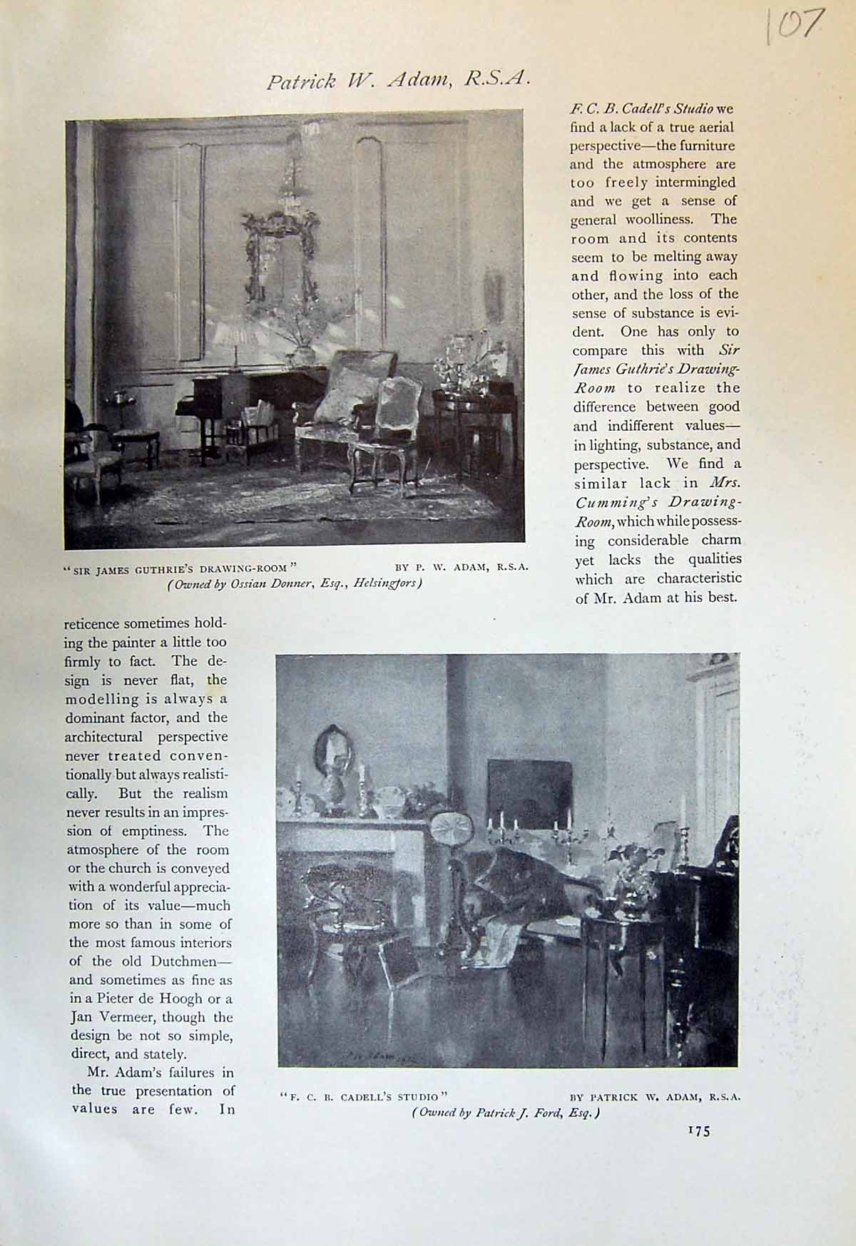 Old James Guthrie Drawing Room Adam Cadell'S Studio Luxembourg Garden