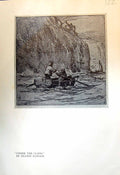 Antique Old Print 1913 Fishing Boats Under Cliffs Nelson Dawson North Village