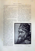 Original Old Antique Print Man'S Head Emile Verpilleux Portrait Lady 1913 20th