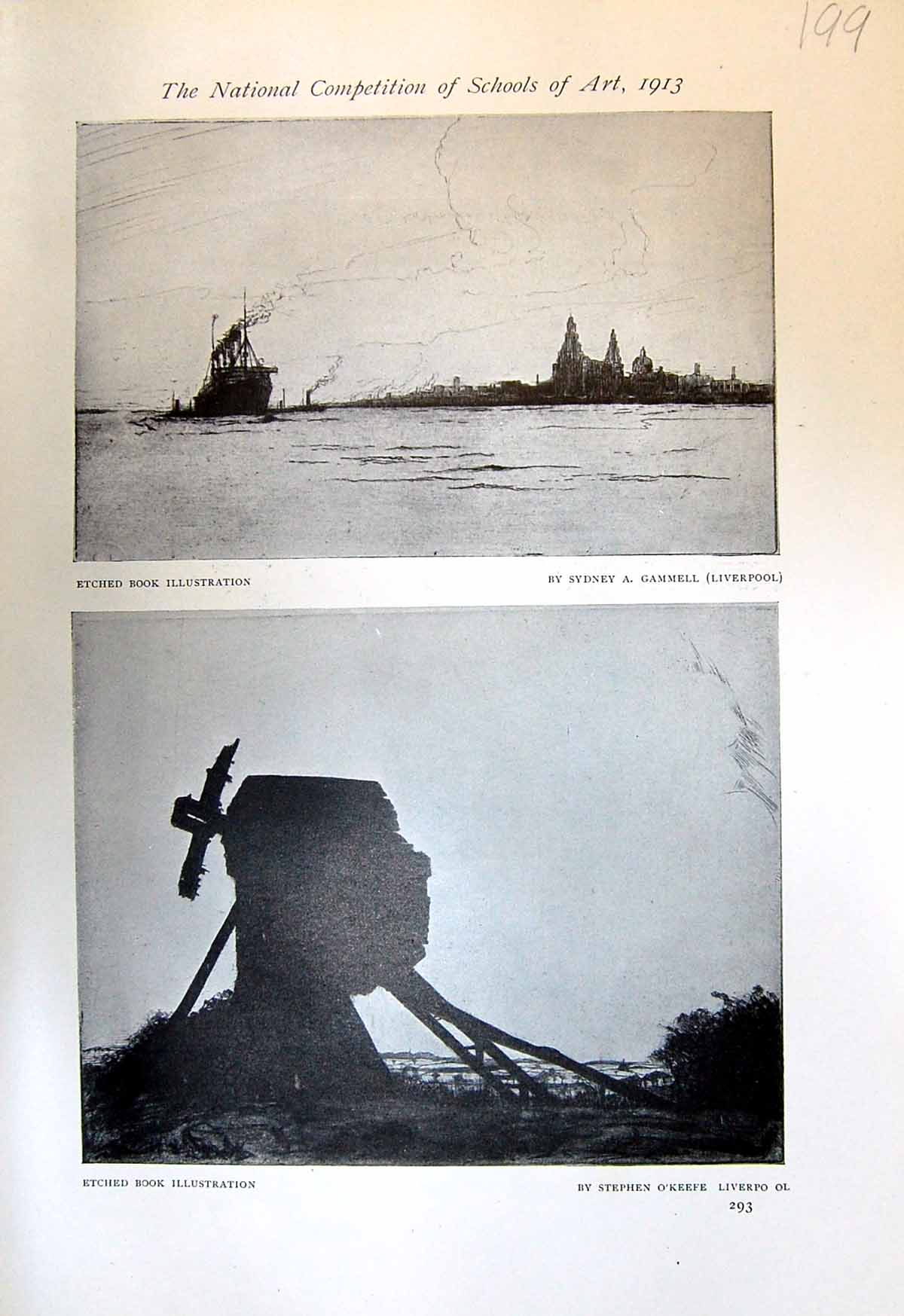 Antique Print Ship Sydney Gammell O'Keefe Liverpool 1913 Book Illustration 20th