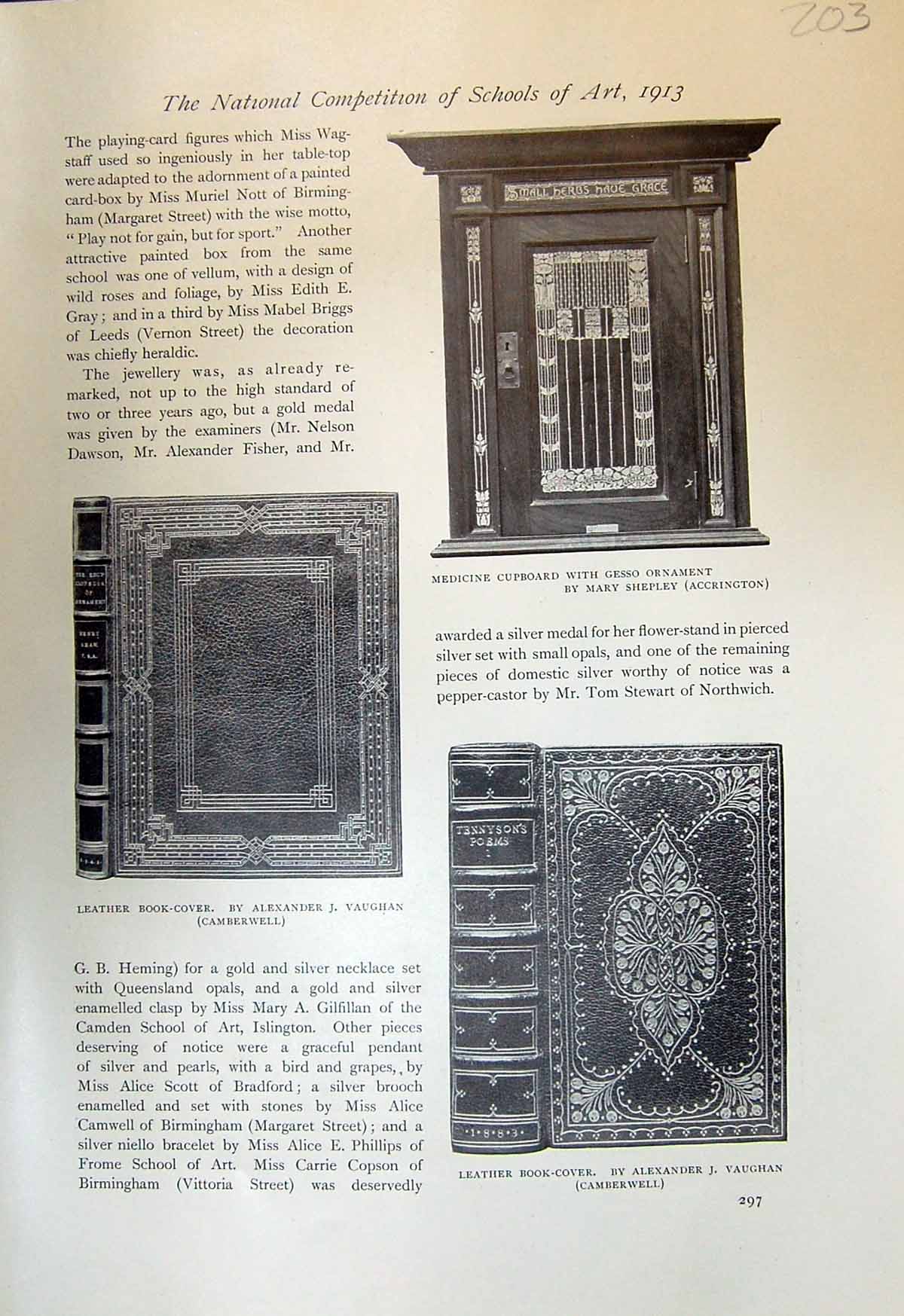 Old Medicine Cupboard Shepley Book-Cover Vaughan 1913 Satin Screen Su 20th