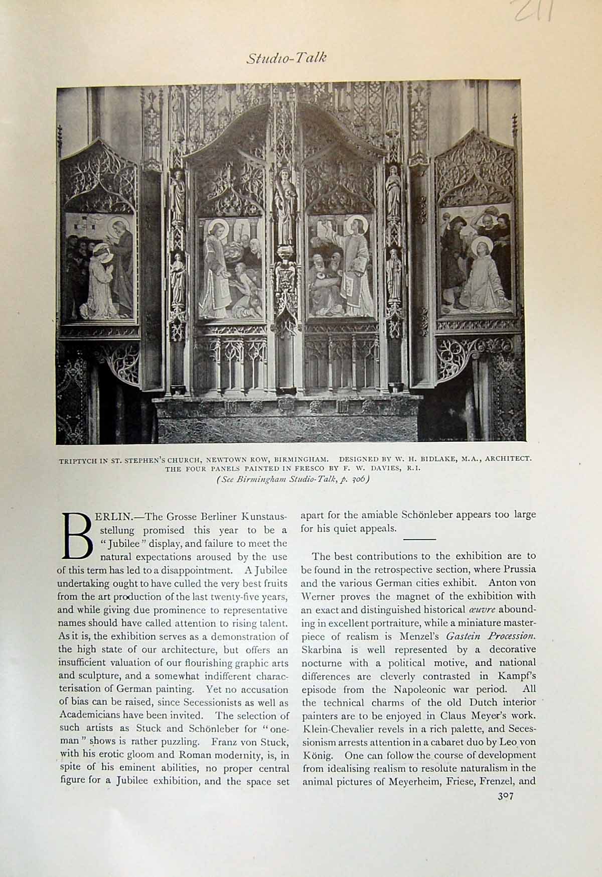 Old Lyrical Poetry Constantin Starck 1913 Triptych Stephen'S Church N 20th