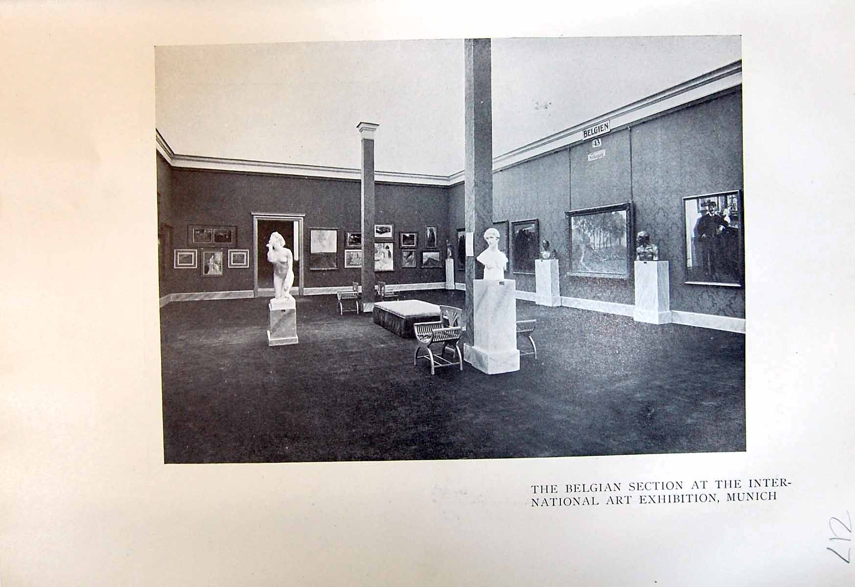 Antique Old Print Belgian Section International Art Exhibition Munich 1913 20th