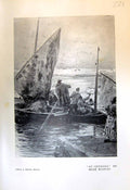 Original Old Antique Print Chioggia Mose Bianchi Boats 1913 Flock Sheep Animals