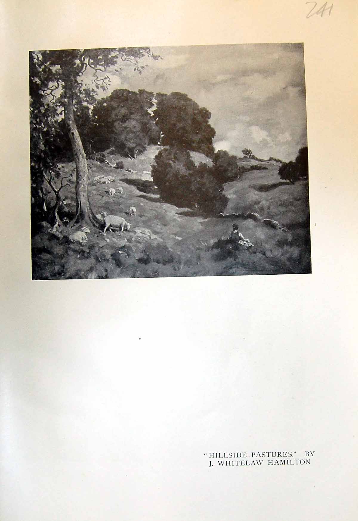 Antique Print 1913 Hillside Pastures Whitelaw Hamilton Kirkudbright Houses 20th